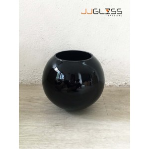 BLACK-H0039-17TL - Black Handmade Colour Vase, Height 17.5 cm.